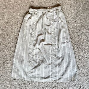 Midi Grey Linen Striped Skirt